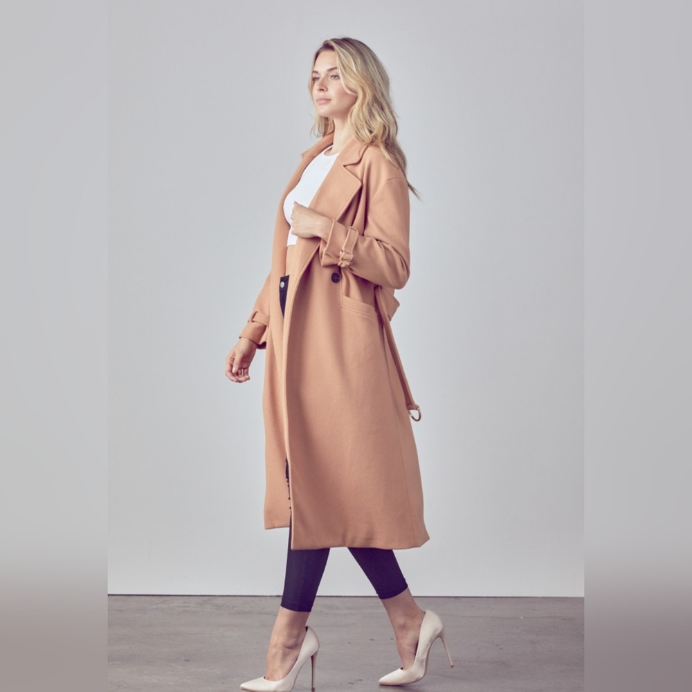 Classic Camel Belted  Women Trench Coat